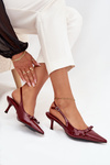 Patent leather pumps with heel with bow burgundy Olvena