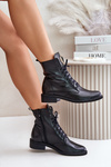 Zazoo 2955 Lacquered Ankle Boots Workers With Golden Detail On The Tongue Black