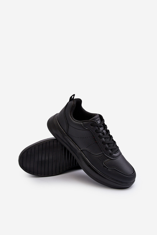 Lightweight Men's Platform Sneakers in Black Eco Leather Uziran