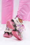 Ladies Leather Sneakers On Chunky Sole Pink GOE RR2N4030