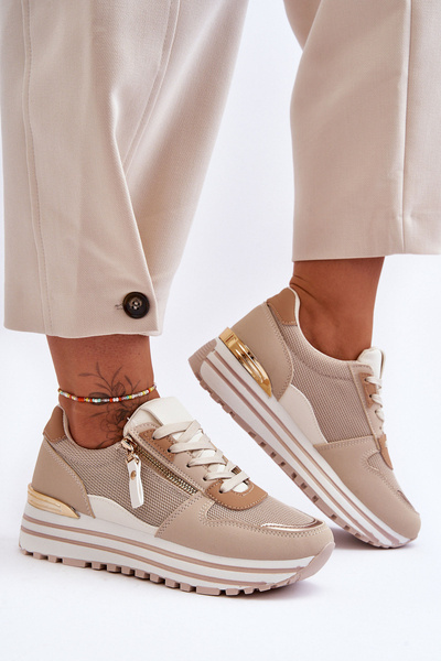 Women's Sport Shoes with Decorative Buckle Beige Cairo