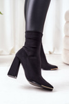 Boots On A Block Heel Made of Elastic Fabric Black Effect Wow