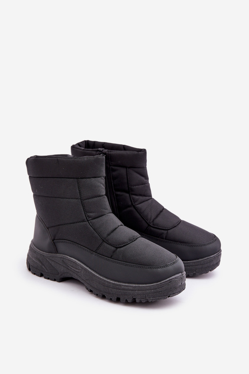 Men's Snow Boots With Zip Insulated With Fur Black Linnora