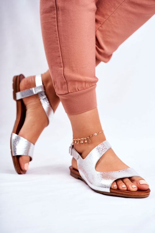 Women's Sandals Laura Mess 1116 Polish Leather Snake Silver Vollare