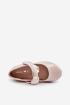 Children's Patent Leather Ballerina Flats with Velcro Bow Pink Kitty