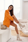 Women's Leather Boots On A Massive Heel Beige Jones