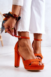 Suede Sandals On A Bar Orange Lanelle