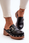 Women's Slide Sandals with Buckle Black Seprilla
