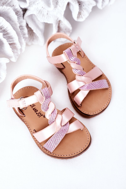 Children's Sandals With Glitter Pink Batilda