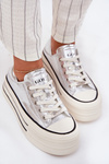 Women Leather Sneakers On Platform GOE RR2N4108 Silver