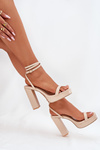 Women's Heeled Sandals With Strap Beige Fevenne