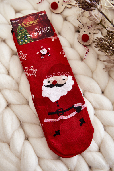 Women's Christmas Socks Santa Claus Cosas Red