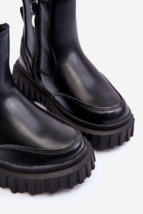 Children's Boots with Zipper Lined Black Jolynn