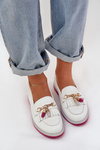 Leather Elegant Moccasins On Flat Heel S.Barski LR51-768A White