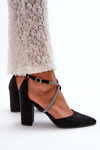 Eco Suede Black Court Shoes with Rhinestones Lagra