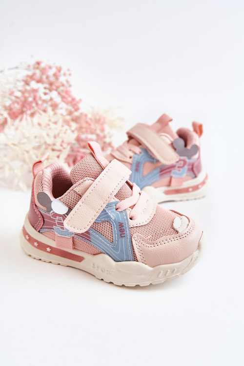 Buty Sportowe Dziecięce Materiałowe Rzep Różowe Nathine