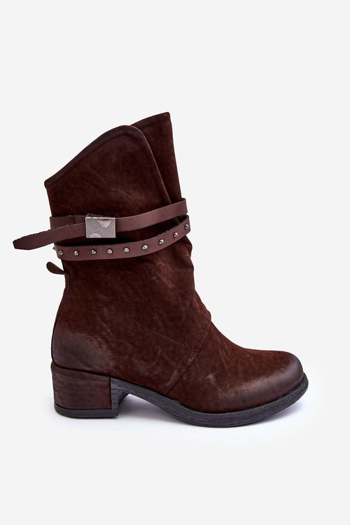 Women's Low Heel Boots with Brown Straps Thelereia