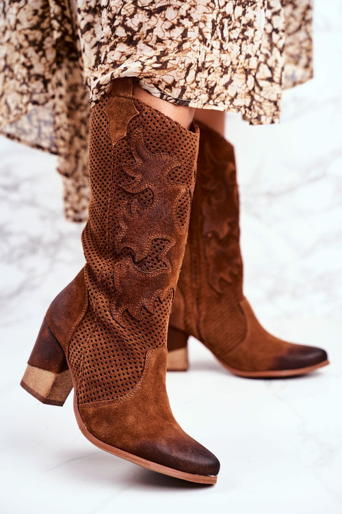 Women’s Boots On High Heel Leather Cognac High Rosemary