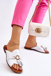 Women's Leather Slippers Lewski Shoes 3226 White