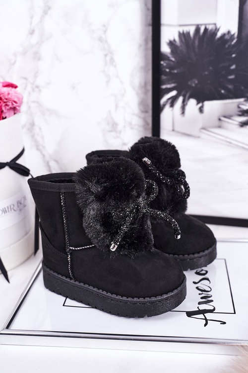 Children's Snow Boots Insulated With Fur Suede Black Amelia