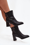 Insulated heeled ankle boots made of genuine leather Vinceza 66812 Black