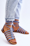 Women's Suede Roman Sandals Blue Sempre