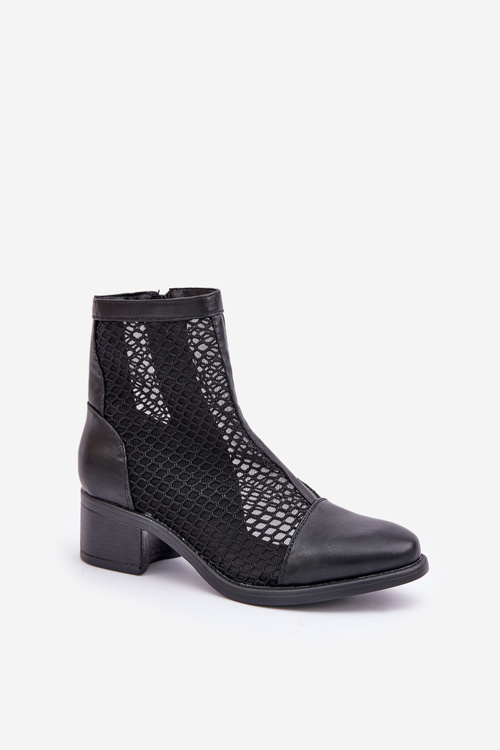 Black Ladies Mesh Ankle Boots Lithyia