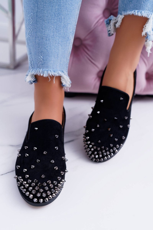 Women's Ballerinas Lu Boo Black Suede Lords with Studs Odessa