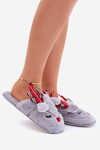 Christmas Slippers With Reindeer Motif Gray Sylaia