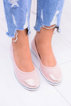 Fabric Pink Ballerinas with wedges Elleni