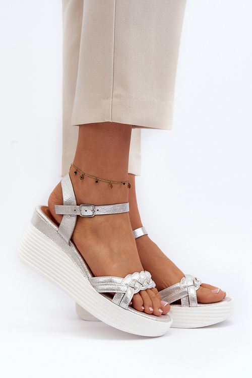 Silver Wedge Sandals Esinna