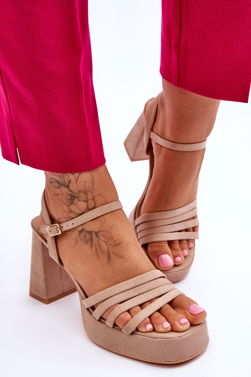 Women's Suede Platform Sandals Beige Verda