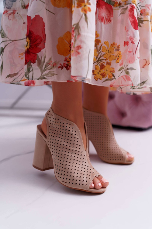 Women's Peep Toe Sandals Beige Nevienna