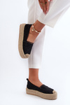 Koronkowe Damskie Espadryle Na Platformie Elarose Czarne