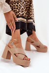 Women's Sandals On Heel And Platform Made Of Eco Leather Khaki Annavin