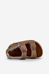 Children's Sandals on Cork Platform with Velcro Closure in Khaki Rorria
