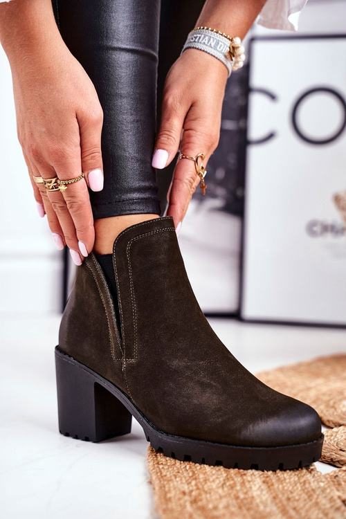 Women’s Boots On High Heel Khaki Veronica