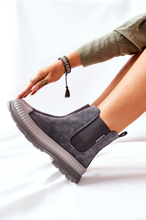 Women's High Chelsea Boots Suede Leather Big Star II274353 Grey