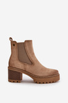 Women's Insulated Heeled Boots Eco Suede Beige Irissinae