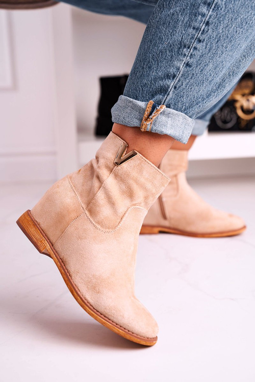 Women's Ankle Boots Hidden Wedge Suede Beige Vanya