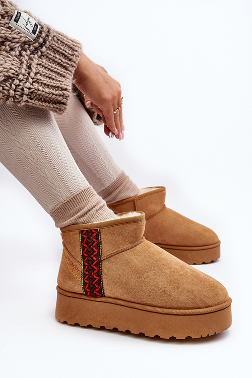 Śniegowce Damskie Ocieplane Platforma Camel Lomessa 20221-4B