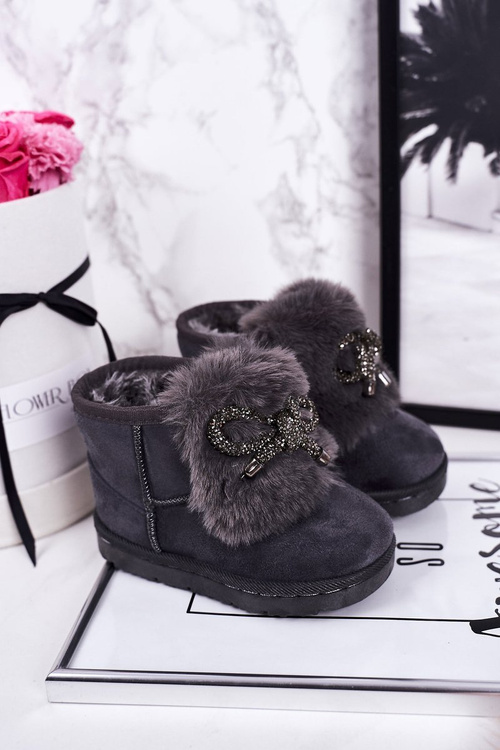 Children's Snow Boots Insulated With Fur Suede Grey Amelia