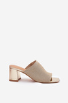 Women's Block Heel Sandals Gold Wenilan