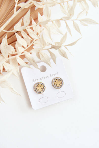 Stainless Steel Earrings Clovers Gold