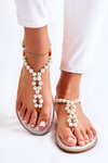 Fashionable Sandals Flip-flops With Pearls Orange Isalia