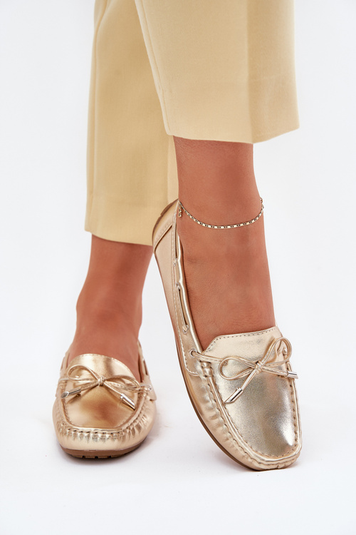 Women's eco leather loafers gold Si Passione
