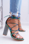 Women's Stiletto Sandals With Zircons Petrol Tie Everything