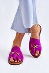 Women's Suede Slippers Lewski Shoes 3226 Fuchsia