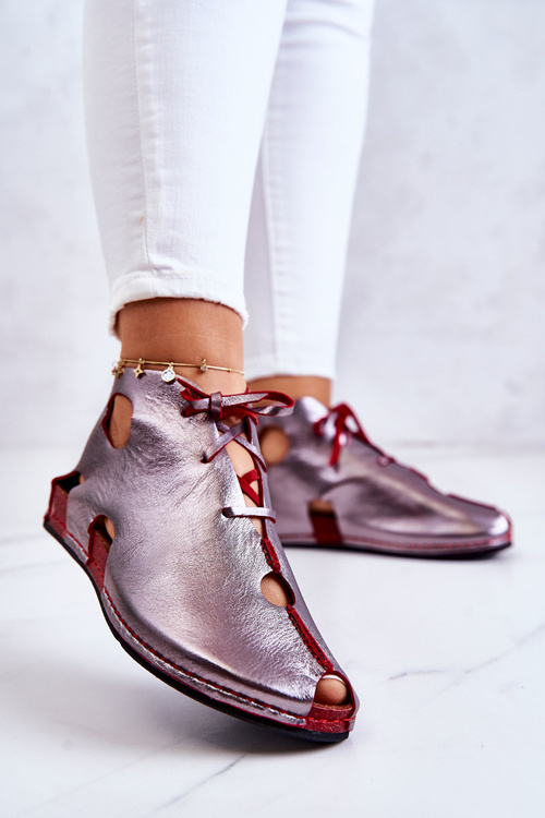 Light Leather Boots Maciejka 03426-20 Silver-Red