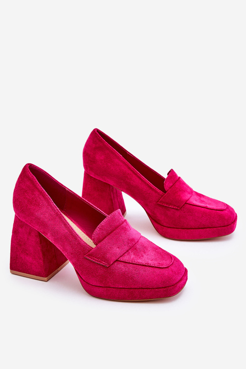 Suede Pumps On A Chunky Heel And Platform Fuchsia Adriel